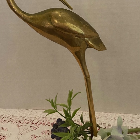 Brass Crane Statue Vintage - Picture 6 of 7